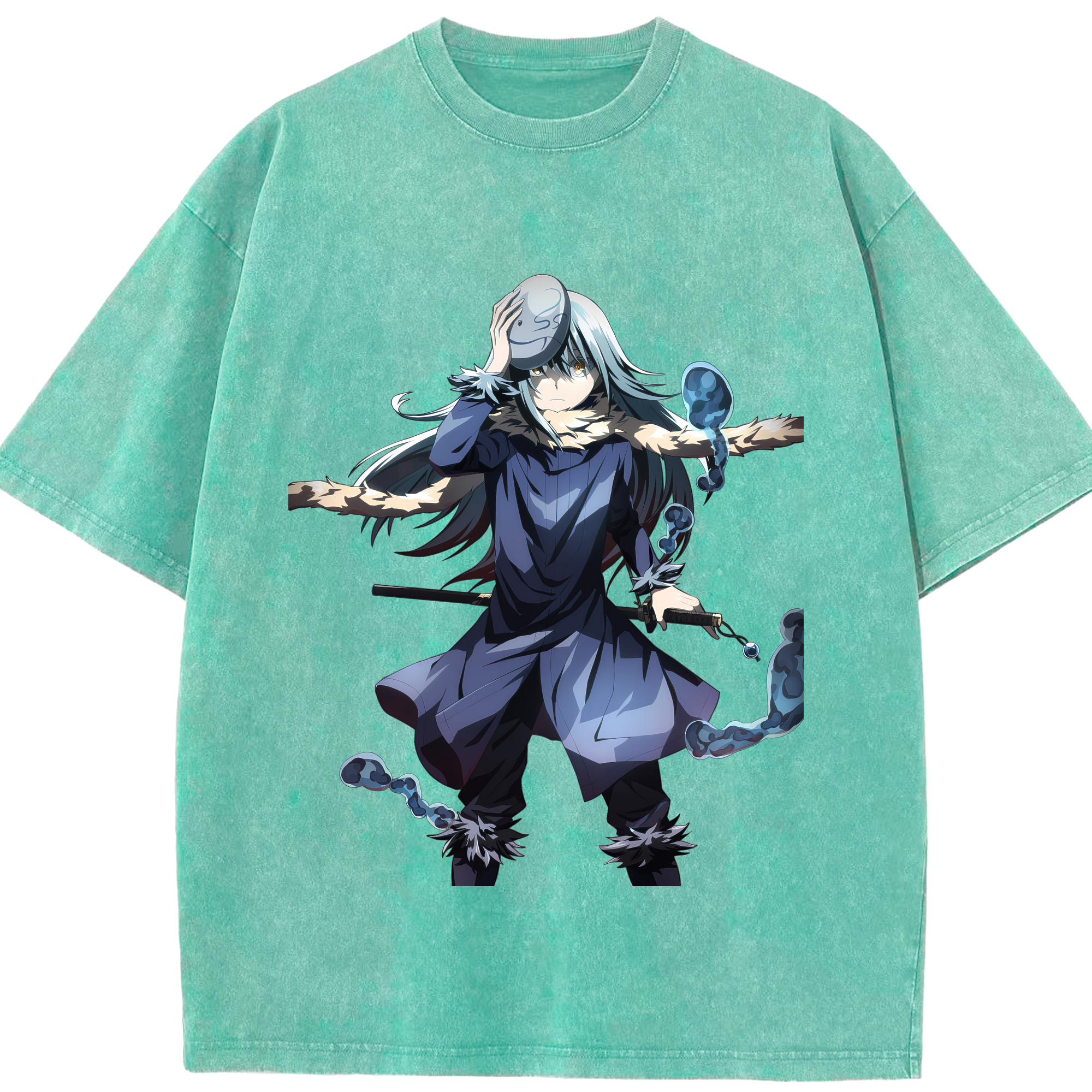 （画像用） 転スラ Regarding Reincarnated to Slime 綿100% ヴィンテージ風 半袖Tシャツ（フロントプリント）